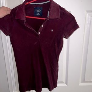 American Eagle Outfitters Maroon Short Sleeve Polo